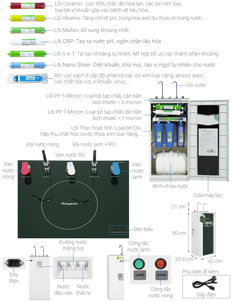 Máy lọc nước RO nóng nguội lạnh Kangaroo KG10A3 10 lõi Máy lọc nước RO nóng nguội lạnh Kangaroo KG10A3 10 lõi