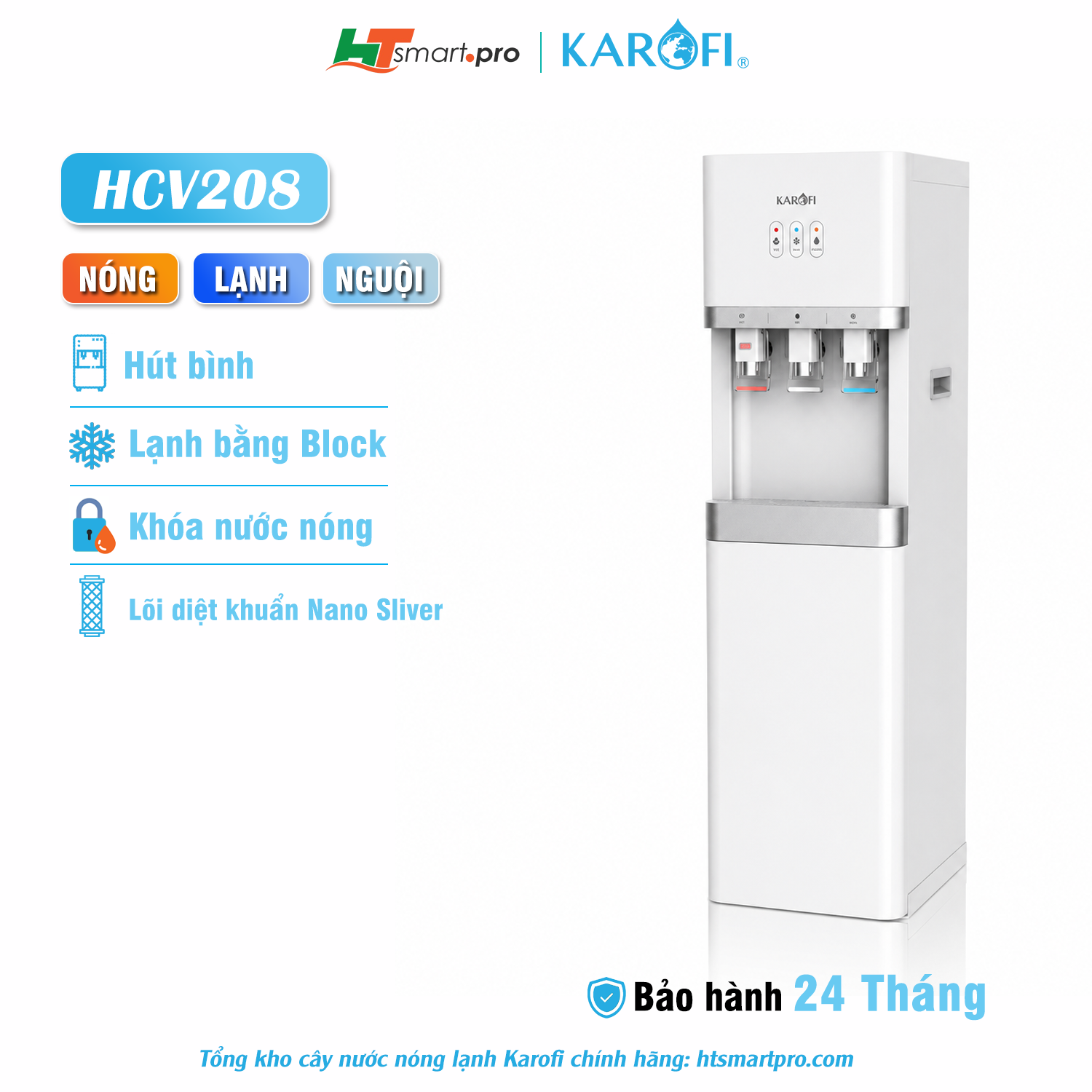Cây Nước Nóng Lạnh Hút Bình Karofi HCV208
