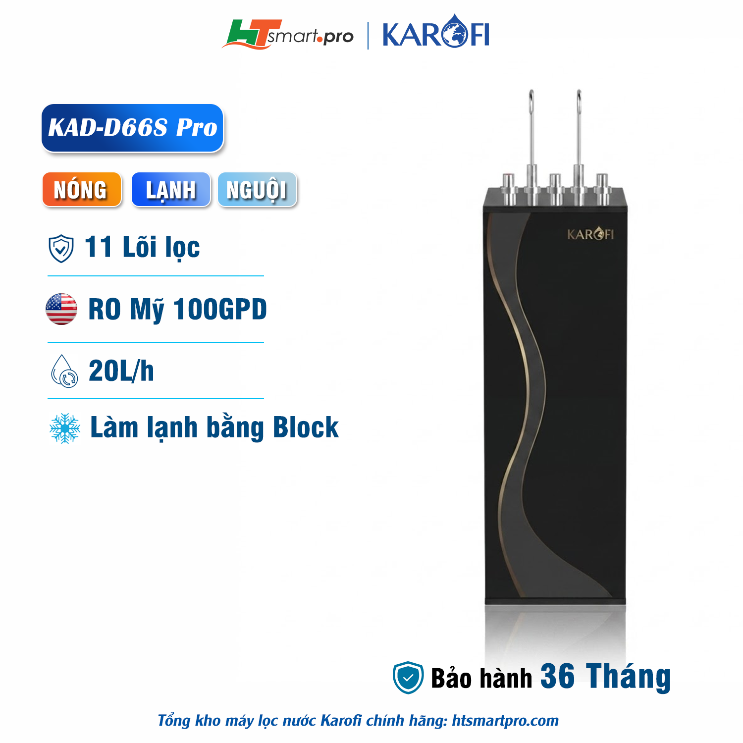 Máy Lọc Nước Nóng Lạnh Karofi KAD-D66S PRO