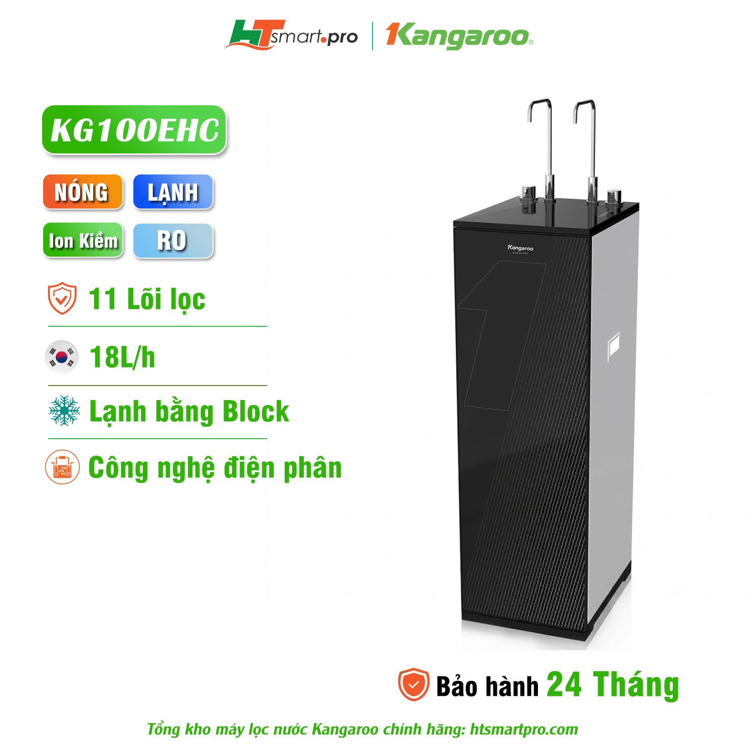 Máy lọc nước nóng lạnh Ion Kiềm Hydrogen Kangaroo KG100EHC