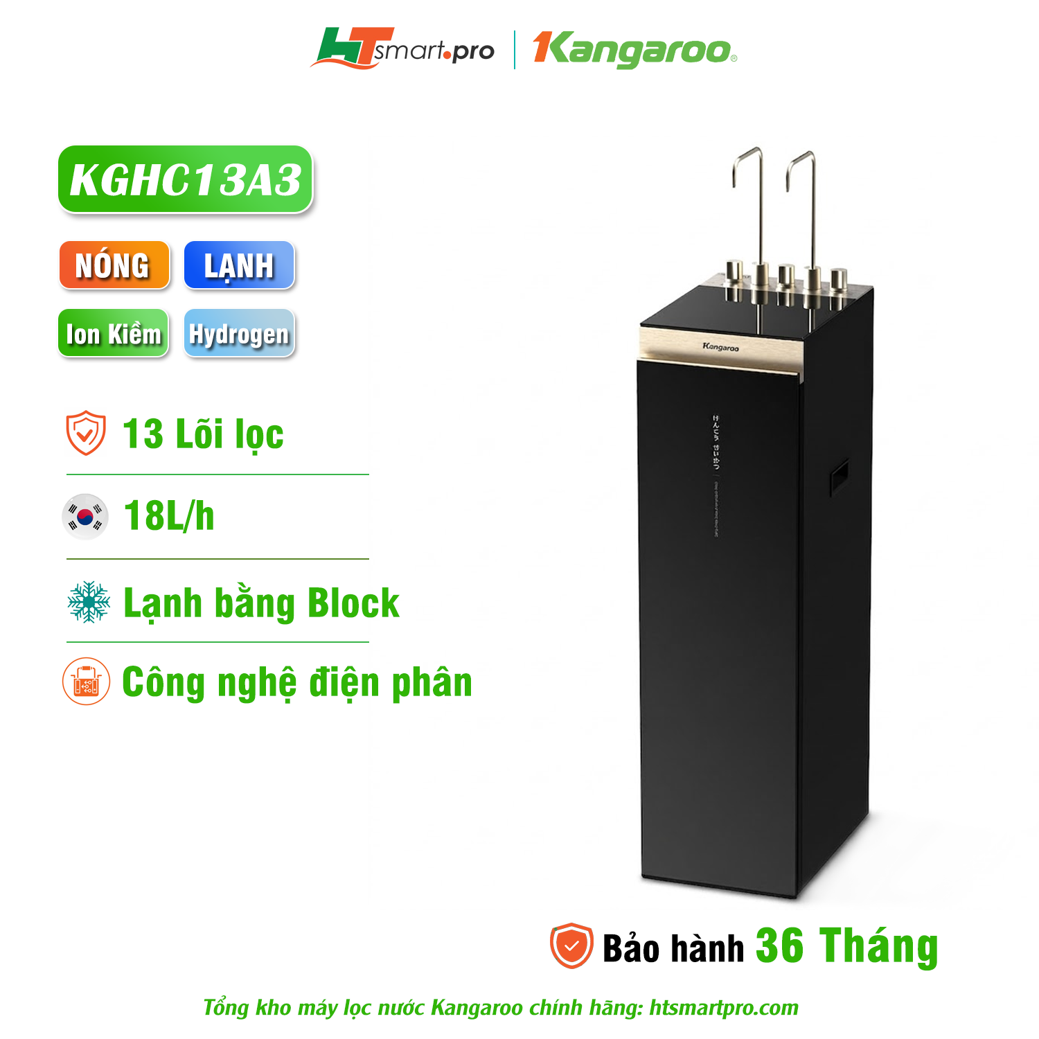 Máy lọc nước Kangaroo Hydrogen ion kiềm nóng lạnh KGHC13A3
