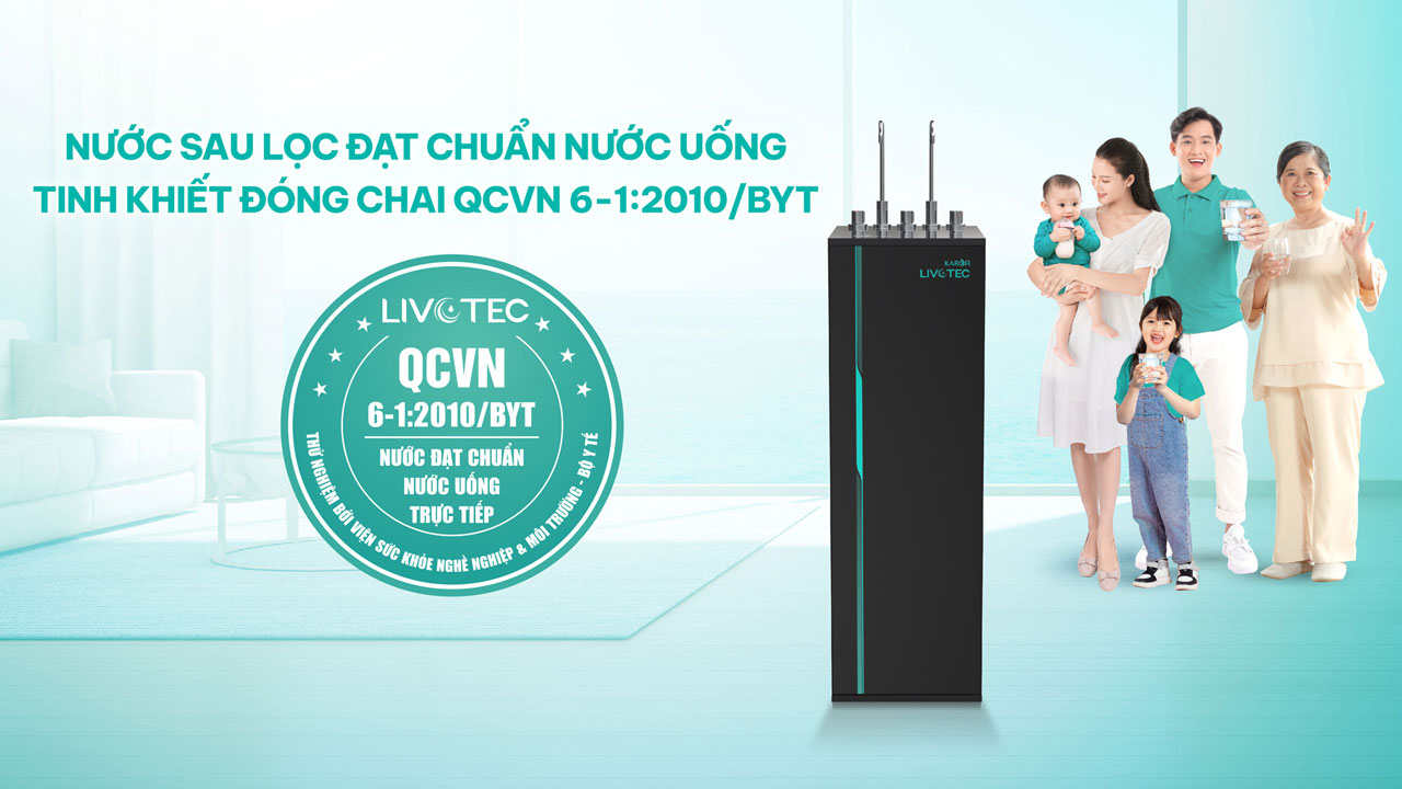 Nước sau lọc đạt chuẩn nước uống tinh khiết đóng cahi QCVN 6-1:2010/BYT