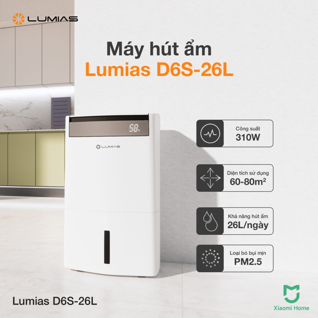 Máy hút ẩm 26L Lumias D6S-26L giữ cho ngôi nhà luôn khô ráo
