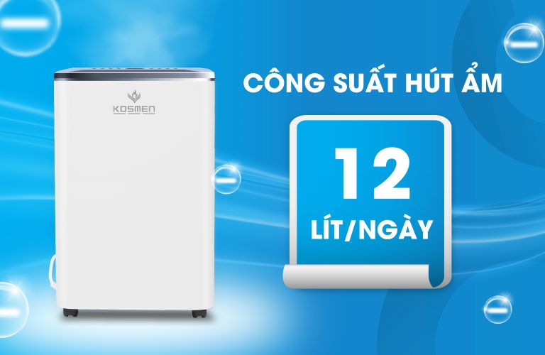 Máy hút ẩm Kosmen KM-12N với công suất 12 lít/ngày
