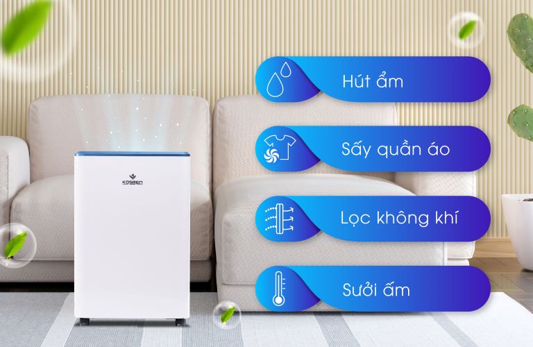 Máy hút ẩm Kosmen KM-12N được tích hợp đa dạng tính năng thông minh