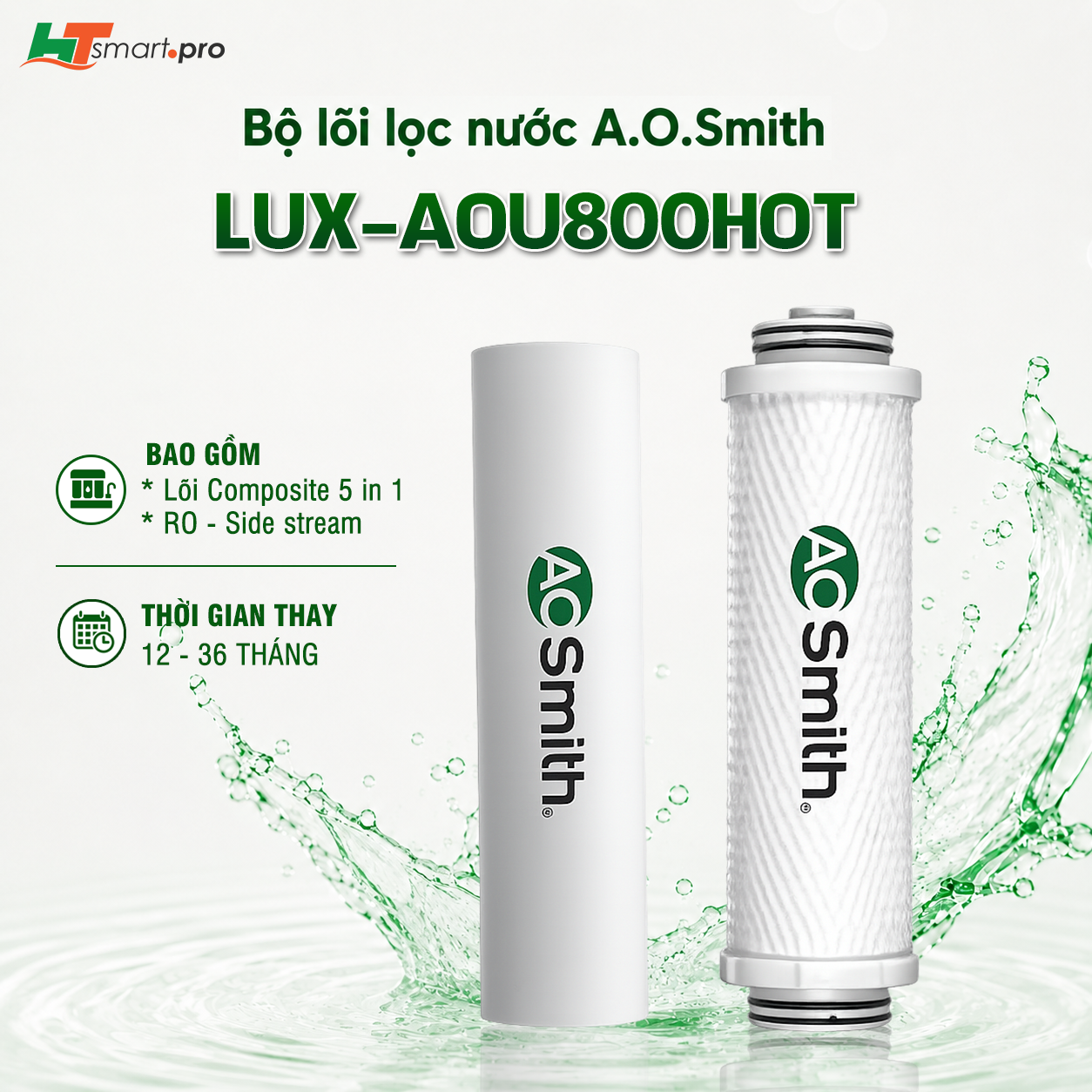 Bộ lõi lọc nước A.O.Smith LUX-AOU800HOT