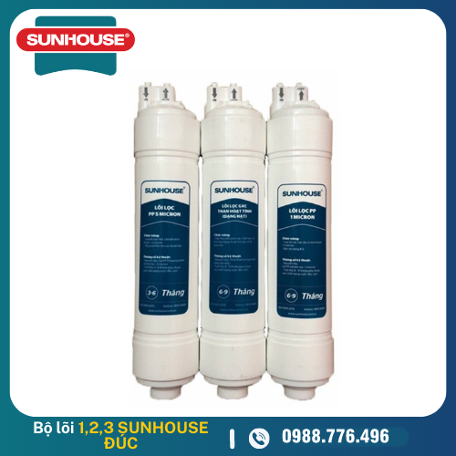 Bộ Lõi Lọc Nước 123 Đúc Nối Nhanh Sunhouse