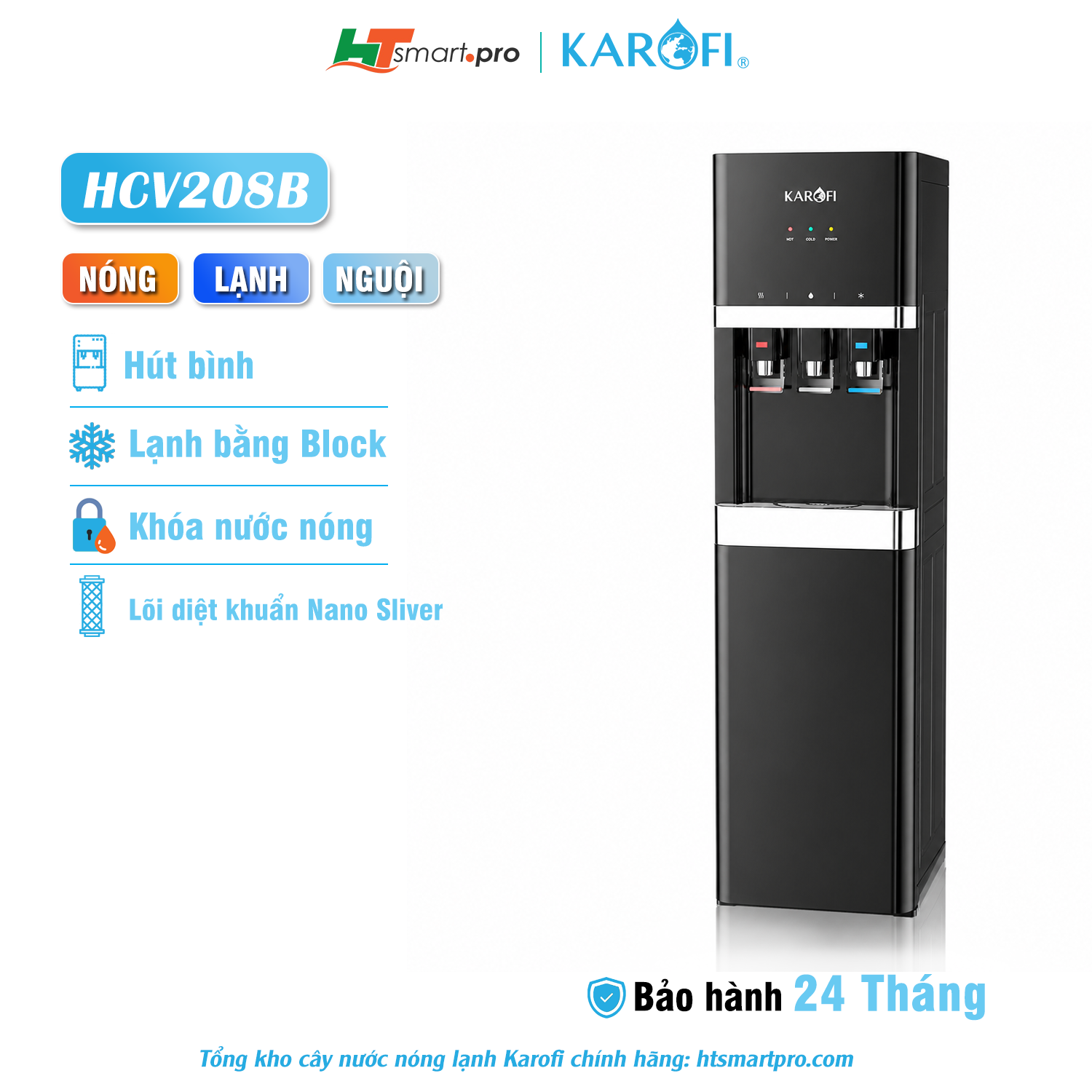Cây nước nóng lạnh nguội Karofi HCV208B